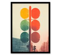 Artery8 Mixed Signals By Sofia Francis Urban Traffic Lights Red Amber Green Abstract Art Print Framed Poster Wall Decor in Black | Size: A4 Artery8 Black A4
