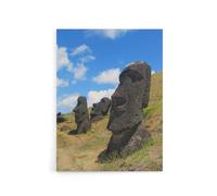 Artery8 Moai Stone Statues of Easter Island Canvas Wall Art Print | Size: W18" x H24" Artery8 Multicolor W18" x H24"