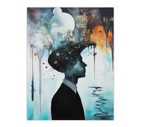 Artery8 Mod Culture Modern Abstract Conceptual Art Wall Art Print in Blue | Size: W12" x H16" Artery8 Blue W12" x H16"