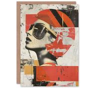 Artery8 Mod Revival Modern Abstract Collage Painting Birthday Card in Red Artery8 Red