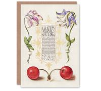 Artery8 Model Book of Calligraphy Art Card Columbines and Sweet Cherries
