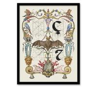 Artery8 Model Book of Calligraphy Framed Wall Art Pictoral Letter Guide with Bat in White | Size: A4 Artery8 White A4