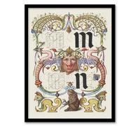 Artery8 Model Book Of Calligraphy Framed Wall Art Pictorial Letter Guide M And N - A3 Size