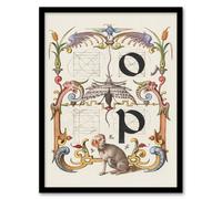 Artery8 Model Book of Calligraphy Framed Wall Art Pictorial Letter Guide O & P in White | Size: A3 Artery8 White A3