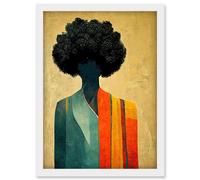 Artery8 Modern Abstract African Tribal Art Artwork Framed Wall Art Print A4 in White Artery8 White