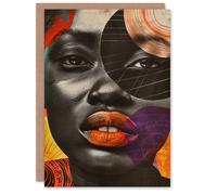 Artery8 Modern Abstract African Woman Collage Portrait Blank For Him Or Her Art Birthday Card