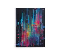Artery8 Modern Abstract Geometric Cityscape Canvas Wall Art Print in Blue | Size: W18" x H24" Artery8 Blue W18" x H24"