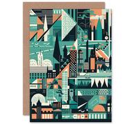 Artery8 Modern Abstract Geometric Dundee Cityscape Design Travel Birthday Sealed Greeting Card Plus Envelope Blank inside