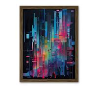 Artery8 Modern Abstract Geometric Neon Lines Cityscape Painting Artwork Framed Wall Art Print 18X24 Inch