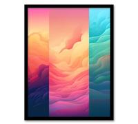Artery8 Modern Abstract Soft Pastel Clouds Block Painting Artwork Framed Wall Art Print A4