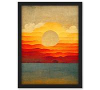 Doppelganger33 LTD Modern Abstract Sunset Seascape Painting Artwork Framed Wall Art Print A4