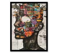 Artery8 Modern Art Punk Portrait Collage Bold Statement Framed Art Print in Grey | Size: W12" x H16" Artery8 Grey W12" x H16"