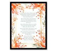 Artery8 Modern Blessed Beatitudes Orange Pope Francis Quote Bible Wall Art Print - A4 Size