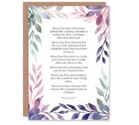 Artery8 Christian Birthday Card Modern Blessed Beatitudes Pope Francis Quote Violet Blank Card For Him Or Her