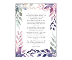 Artery8 Modern Blessed Beatitudes Violet Pope Francis All Saints Day Quote Jesus Christ Christian Bible Faith God Catholic Flowers Artwork Extra Large XL Wall Art Poster Print