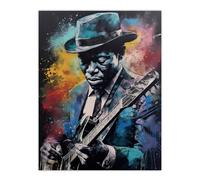 Artery8 Modern Blues Music Musician Colourful Painting Splat Art Portrait Large Wall Art Poster Print Thick Paper 18X24 Inch