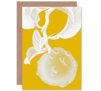 Artery8 Modern Bold Biodiversity Orange Plant Greetings Card in Yellow Artery8 Yellow