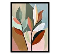 Modern Botanical Leaves Plant Lover Painting Framed Art Print Artery8 Multi A4