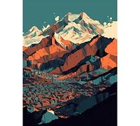 Artery8 Modern City Surrounded by Tall Mountains Landscape Large Wall Art Poster Print Thick Paper 18X24 Inch