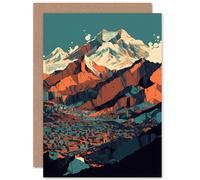 Artery8 Modern City Surrounded by Tall Mountains Landscape Travel Birthday Sealed Greeting Card Plus Envelope Blank inside