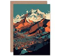 Artery8 Modern City Surrounded by Tall Mountains Landscape Travel Birthday Sealed Greeting Card Plus Envelope Blank inside