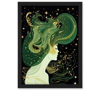 Artery8 Modern Concept Art Aurora Borealis Illustration Artwork Framed Wall Art Print A4 in Black Artery8 Black