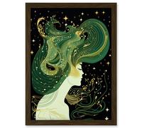 Artery8 Modern Concept Art Aurora Borealis Illustration Artwork Framed Wall Art Print A4