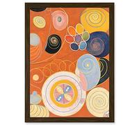 Modern Hilma Af Klint Abstract Painting A4 Artwork Framed Wall Art Print Artery8 Brown One Size
