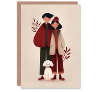 Artery8 Modern Illustration Cute Lgbtq Couple With Pet Dog Valentine's Day Card