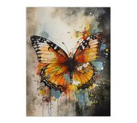 Artery8 Modern Ink Monarch Butterfly Watercolour Splatter Drip Large Wall Art Poster Print Thick Paper 18X24 Inch