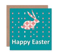 Artery8 Modern Polka Dot Bunny Eggs Pink Green Easter Card Artery8 Multicolor