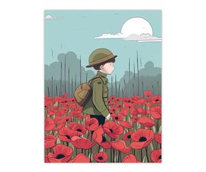Artery8 Modern Poppy Fields Illustration Remembrance Day Flanders Large Wall Art Poster Print Thick Paper 18X24 Inch