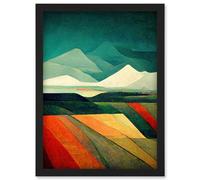 Doppelganger33 LTD Modern Semi-Abstract Colourful Landscape Artwork Framed Wall Art Print A4