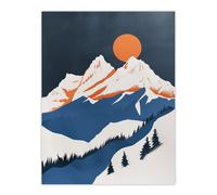 Artery8 Modern Switzerland Winter Mountain Landscape Wall Art Print in Orange | Size: W12" x H16" Artery8 Orange W12" x H16"