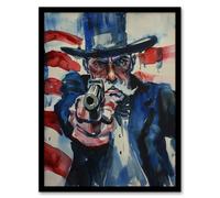 Artery8 Modern USA Uncle Sam Gun Point I Want You Framed Art Print in Blue | Size: W12" x H16" Artery8 Blue W12" x H16"