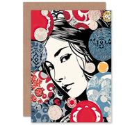 Artery8 Modern Woman Portrait Pop Art for Wife Her Mum Sister Daughter Mom Gran Nan Birthday Thank You Congratulations Blank Art Greeting Card