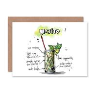Artery8 Mojito Cocktail Drink Recipe Drawing Birthday Card Artery8 Multicolor