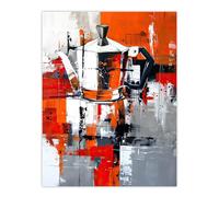 Artery8 Moka Coffee Pot Abstract Orange Grey Painting Kitchen Extra Large XL Wall Art Poster Print