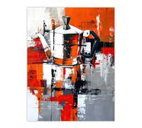 Artery8 Moka Coffee Pot Abstract Orange Grey Painting Wall Art Print | Size: W18" x H24" Artery8 Orange W18" x H24"