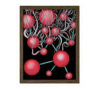 Artery8 Molecules Abstract Ilustration Orange Painting Artwork Framed Wall Art Print 18X24 Inch