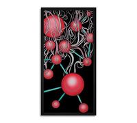 Artery8 Molecules Abstract Ilustration Orange Painting Framed Wall Art Print Long 25X12 Inch