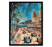 Artery8 Monaco 1973 Vintage Watercolour Motor Racing Man Cave Art Print Framed Poster Wall Decor 12x16 inch