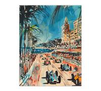 Artery8 Monaco 1973 Vintage Watercolour Motor Racing Man Cave Large Wall Art Poster Print Thick Paper 18X24 Inch