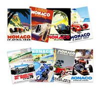 Artery8 Monaco Grand Prix Classic Racing Motor Sport Advert MIxed Home Decor Premium Wall Art Poster Pack of 8