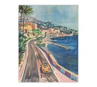 Artery8 Monaco Motor Sport Race Track Cityscape Painting Man Cave Large Wall Art Poster Print Thick Paper 18X24 Inch
