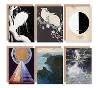 Artery8 Monet Hilma Af Klint Koson Water Lilies Bird Abstract Mixed Fine Art Greeting Card Pack of 6