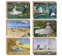 Artery8 Monet Manet Van Gogh Spring Summer Fields Landscape Mixed Fine Art Greeting Card Pack of 6