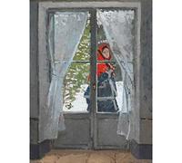 Artery8 Monet Red Kerchief Large XL Wall Art Canvas Print