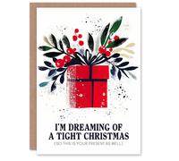 Artery8 Money Tight So This Is Your Present Too Funny Christmas Greeting Card in Red Artery8 Red