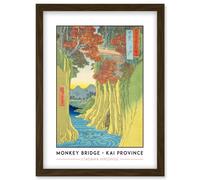 Artery8 Monkey Bridge Kai Province Utagawa Hiroshige Japan Woodblock Classic Collection Artwork Framed Wall Art Print A4 in Brown Artery8 Brown